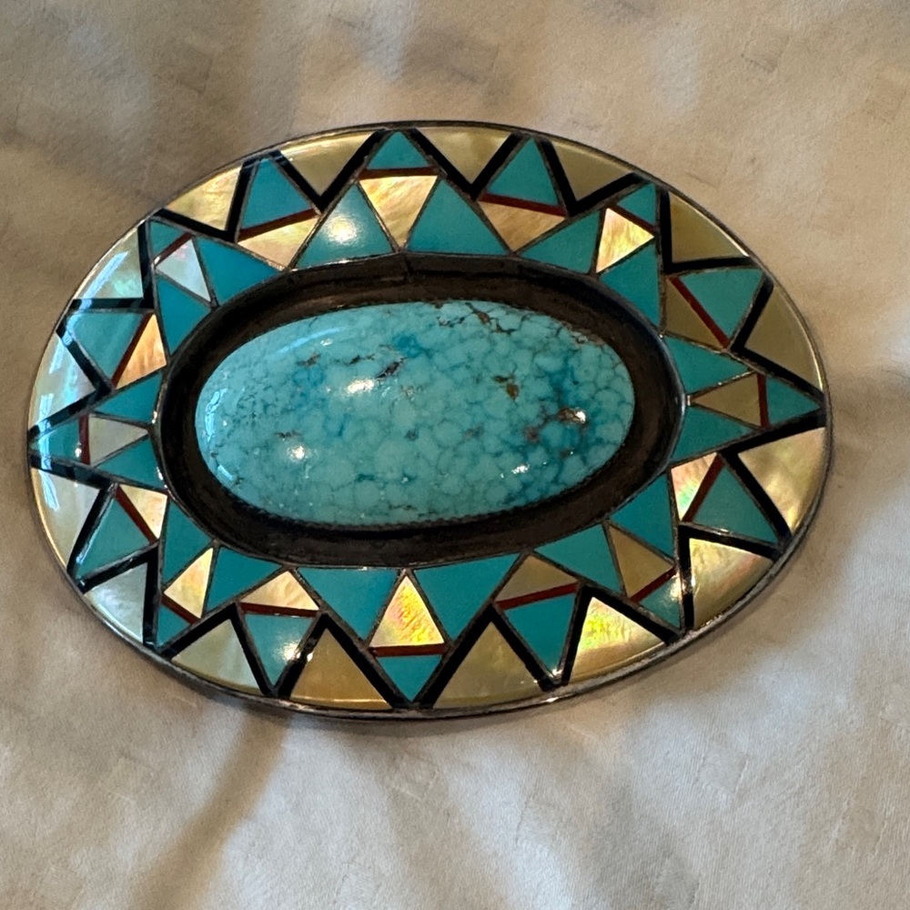 Sterling Silver and Turquoise Belt Buckle